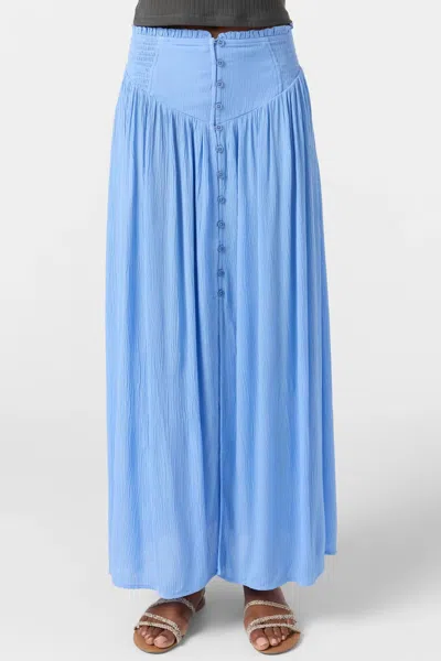 O'neill Tryston Button Front Midi Skirt In Blue