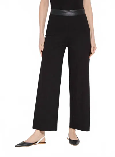 Lyssé Denver Faux Leather Waist Ponte Wide Leg Pants In Black