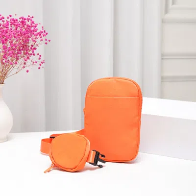 Fashnzfab Solid Nylon Sling Bag 4.75" X 1.2" X 7.5" Crossbody Bag In Orange
