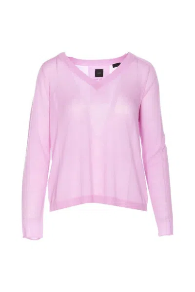 Pinko Multicolor Cotton Sweater In Pink