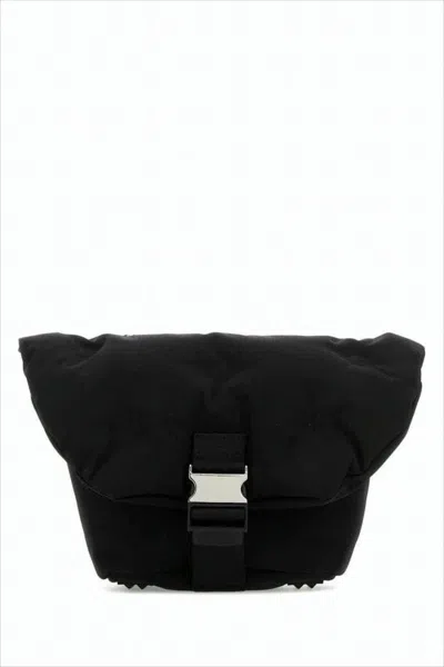 Maison Margiela Nylon Shoulder Bag With Fold-over Flap And Silver-tone Buckle In White