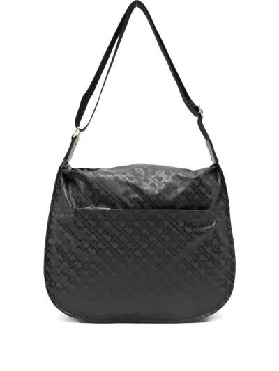 Gherardini Grey Shoulder Bag With Adjustable Strap In Black
