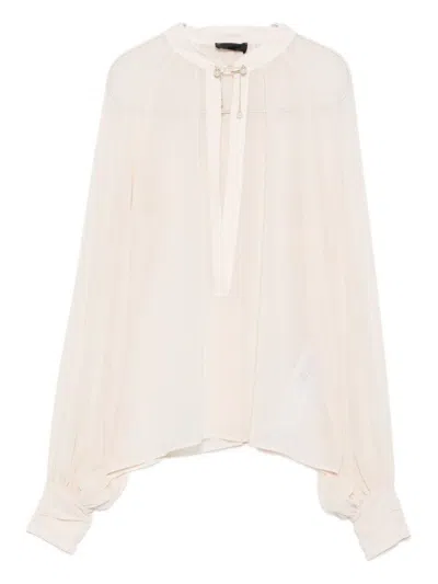 Liu •jo Avorio Blouse With Voluminous Sleeves In Neutral