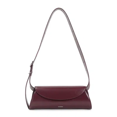Jil Sander Small Rectangular Shoulder Bag With Adjustable Strap In Burgundy
