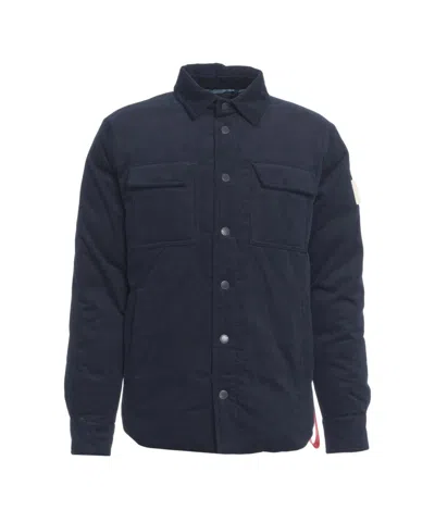 After Label Belluno Padded Overshirt With Classic Shirt Collar And Flap Pockets In Blue