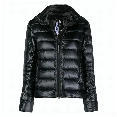 Canada Goose Shiny Quilted Short Jacket With High Collar And Fitted Silhouette In Black