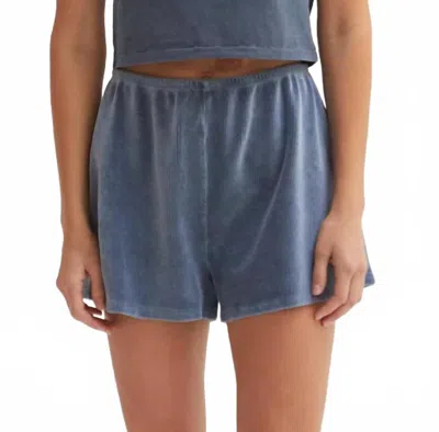 Asher Noa Velour Shorts In Blue In Blue