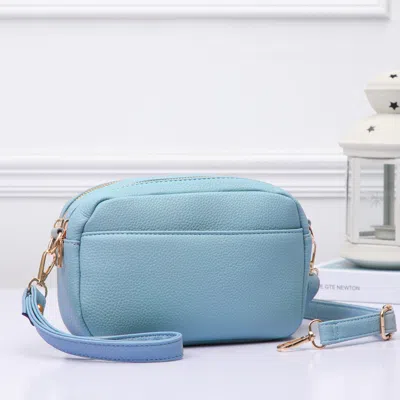Fashnzfab Pebbled Faux Leather Crossbody Bag In Blue