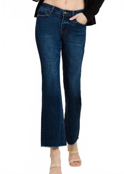 Lovervet Stacy Mid Rise Kick Flare Jeans In Dark Wash In Blue