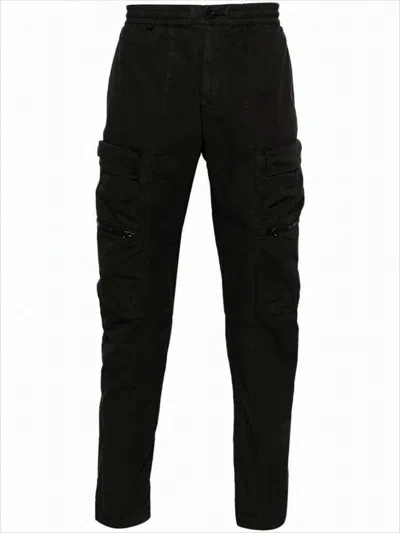 C.p. Company Straight-fit Cargo Pants With Subtle Lens Detail In Black