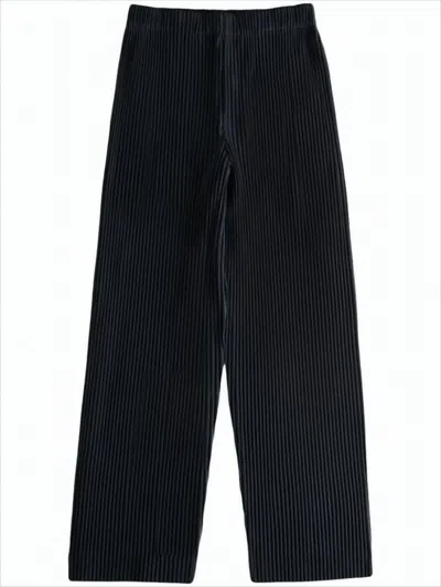 Issey Miyake Wide-leg Pleated Textured Pants With Cropped Length In Blue