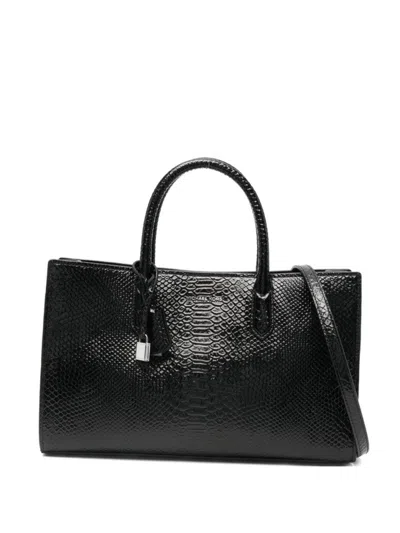 Michael Kors Textured Leather Shopper Tote With Detachable Strap In Black