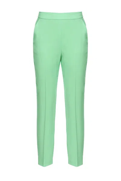 Pinko Pleated Trousers With Side Pockets And Belt Loops In Green