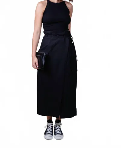 Astr Nara Linen Blend Skirt In Black In Black