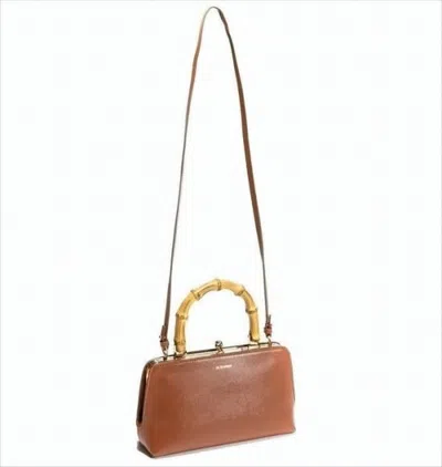 Jil Sander Rectangular Crossbody Bag With Bamboo-style Handle In Brown