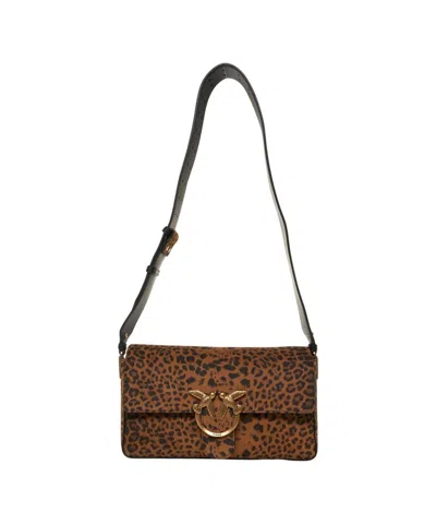 Pinko Slouchy Crossbody Bag In Luxurious Animal Print In Multi