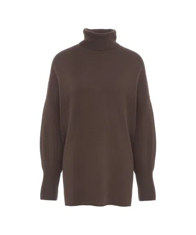 Crush Cashmere Turtleneck Sweater With Ribbed Details In Gray