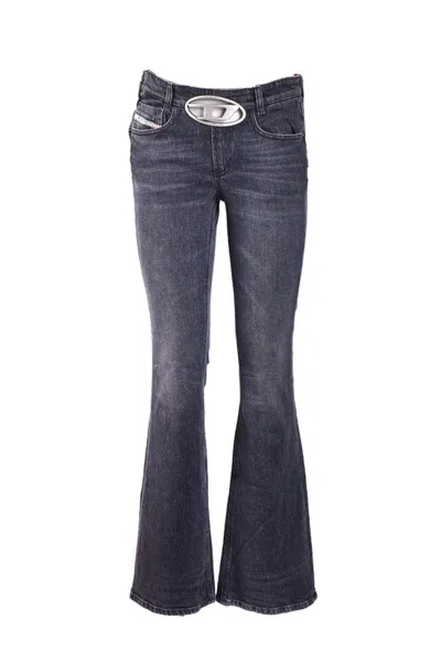 Diesel Flared Jeans With High-quality Cotton Blend And Signature Detailing In Gray
