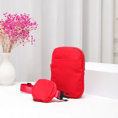 Fashnzfab Solid Nylon Sling Bag 4.75" X 1.2" X 7.5" Crossbody Bag In Red