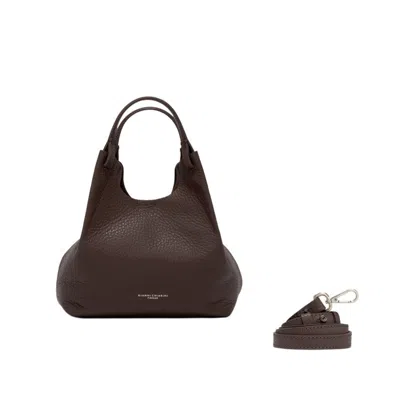Gianni Chiarini Contemporary Brown Pebbled Leather Shoulder Bag In Black
