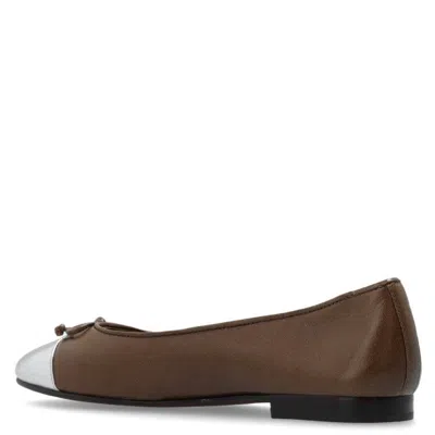 Tory Burch Suede Ballet Flats With Cap Toe In Silver