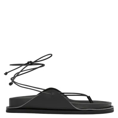 St Agni Everyday Tie-up Leather Sandals In Black