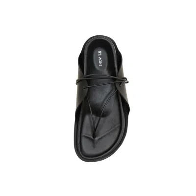 St Agni Everyday Tie-up Leather Sandals In Black