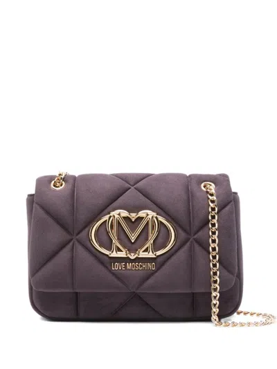 Love Moschino Violet Quilted Shoulder Bag With Gold Accents In Blue