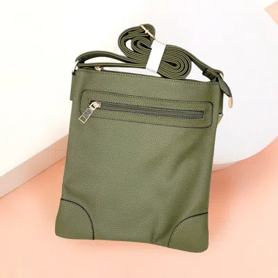 Fashnzfab Solid Faux Leather Crossbody Bag In Green