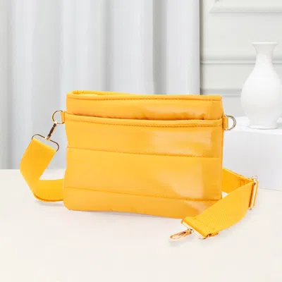 Fashnzfab Solid Puffer Crossbody Bag In Yellow