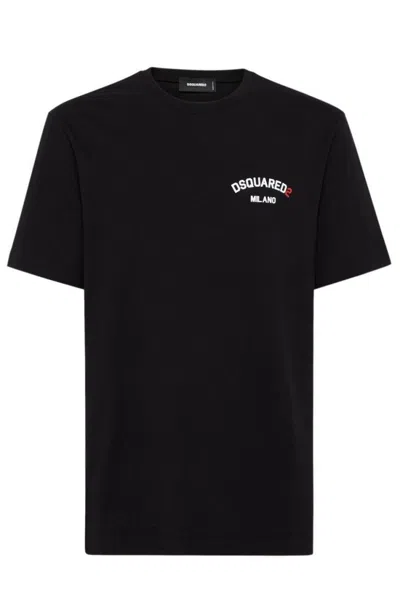 Dsquared2 Regular Fit Cotton T-shirt In Black
