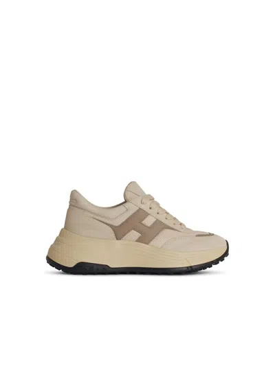 Hogan H669 Beige Leather Sneakers In Multi