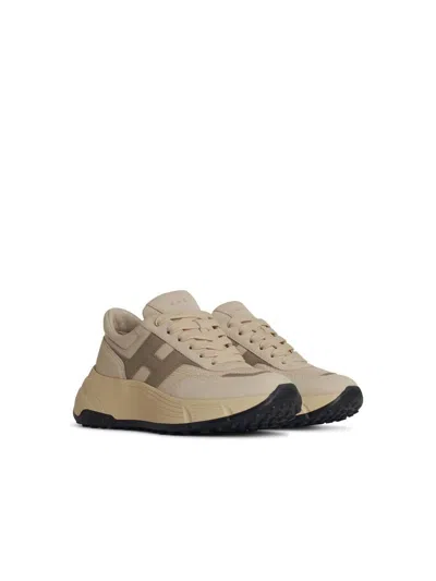 Hogan H669 Beige Leather Sneakers In Multi