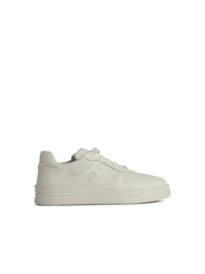 Hogan White Leather H630 Sneakers In Black