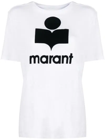 Isabel Marant Étoile Linen Logo Short-sleeve T-shirt In White