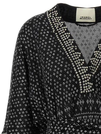 Isabel Marant Dress 'nawel' V-neckline Belted Waist In Black