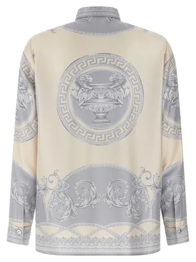 Versace Women's Printed Silk Shirt In Blue