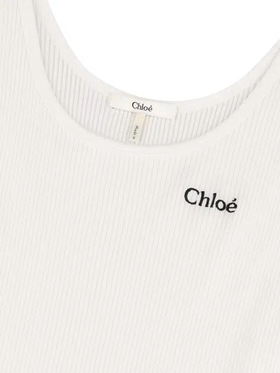 Chloé Women Logo Cotton Tank Top In White