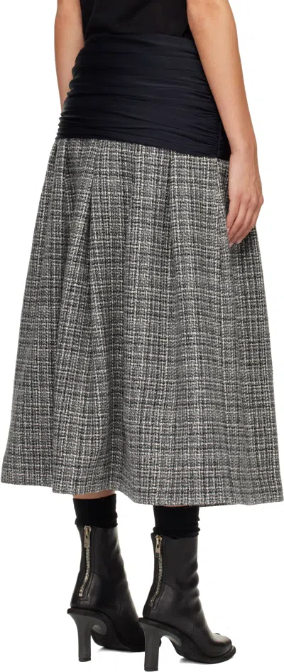 Stefan Cooke Black & Gray Elastic Waist Midi Skirt In Gray