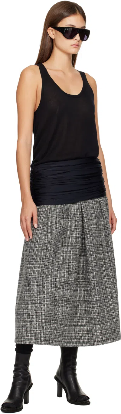 Stefan Cooke Black & Gray Elastic Waist Midi Skirt In Gray