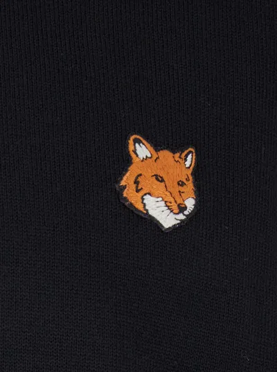 Maison Kitsuné Wool Crewneck Sweater Featuring Fox Design In Multi
