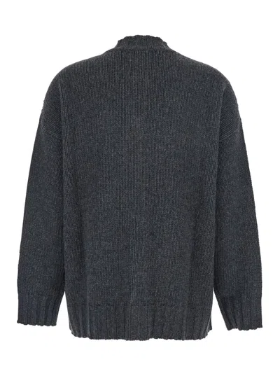 Grifoni Ribbed-trim Button-up Cardigan In Black