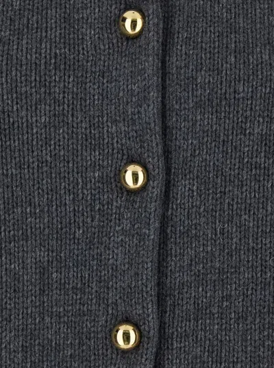 Grifoni Ribbed-trim Button-up Cardigan In Black