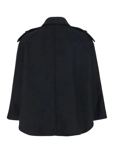 Merci Double-breasted Epaulettes Jacket In Blue