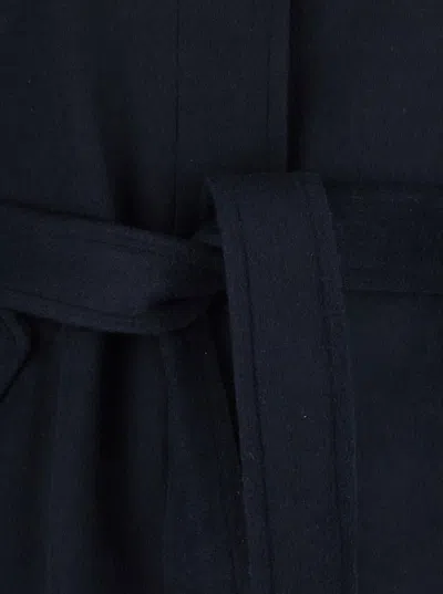 Merci Belted-detail Coat In Blue
