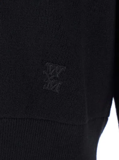 Wooyoungmi Black Sweater With Logo Patch On The Front And Logo Lettering On The Rear In Wool Blend Man In Black