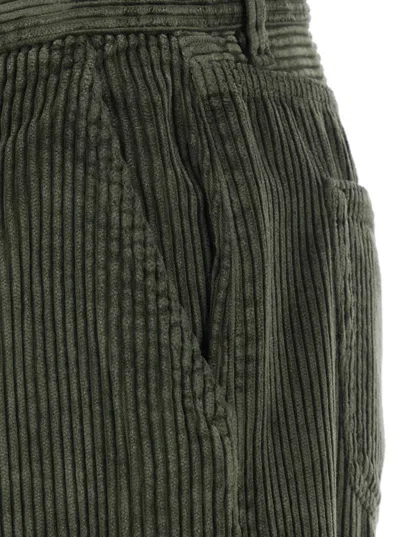 Pt Torino Green Pants With Logo Patch On The Back In Corduroy Woman In Gray