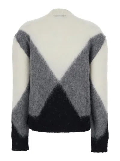 Grifoni Maglia Girocollo Intarsio In Gray