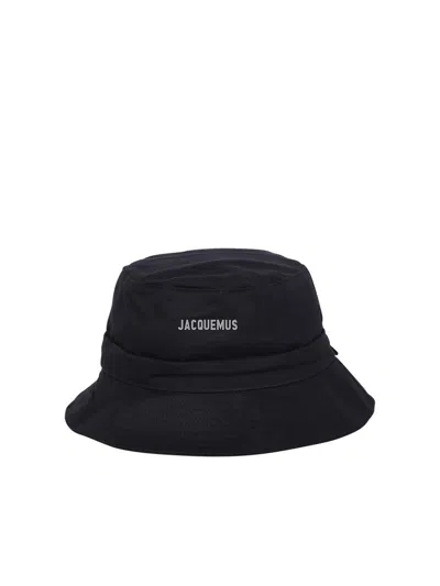 Jacquemus Gadjo Knotted Bucket Hat In Black