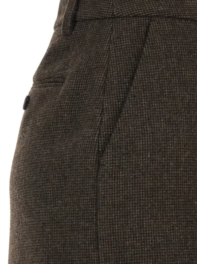 Dunst Brown Skirt With Rear Single Vent And All-over Check Motif In Wool Blend Woman In Brown